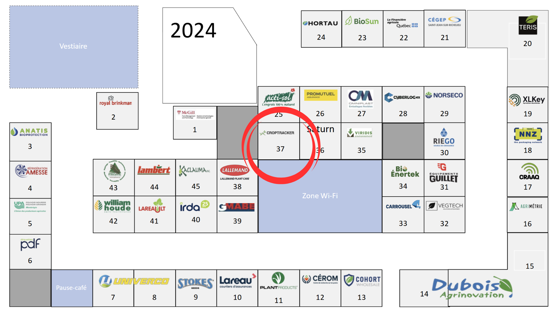 Where the croptracker booth will be located at the Journes Horiculture et Grandes 2024 event