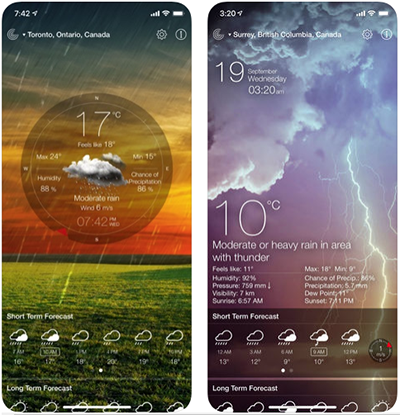 Weather live app screens