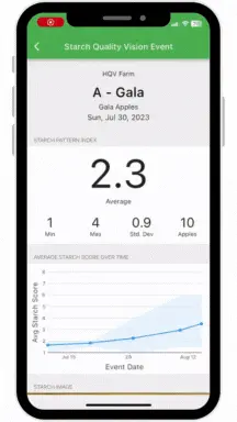 Shows Croptracker's Starch Quality Vision on a mobile device